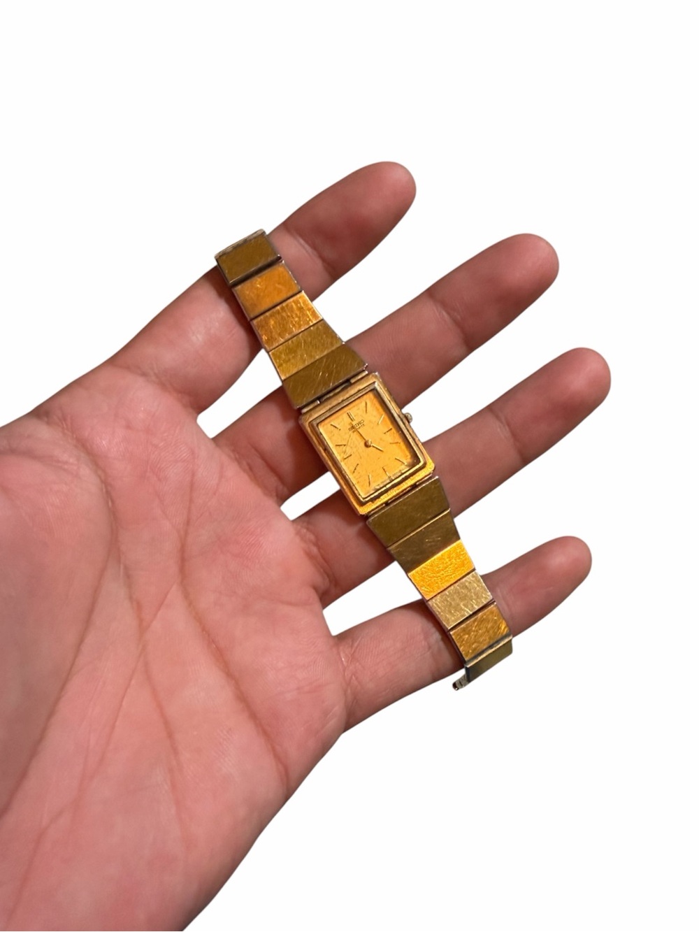 Vintage Seiko Gold-Tone Rectangular Analog Watch